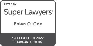 Image of badge from Super Lawyers awarding Attorney Falen O. Cox an award for personal injury lawyers in Georgia. Falen O. Cox is the founding partner of Cox, Rodman, & Middleton, LLC, a personal injury, criminal defense and family law firm in Georgia. | 5105 Paulsen Street Suite 236-c Savannah, GA 31405 | Phone: 912.376.7901 Website: https://www.crmattorneys.com